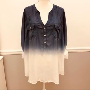 Lucky Brand Navy Dip Die  Roll-tap sleeve 100% Rayon Lightweight 3X